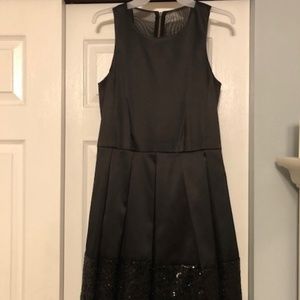 Fit & Flare Sleeveless Dress with Sequined Bottom